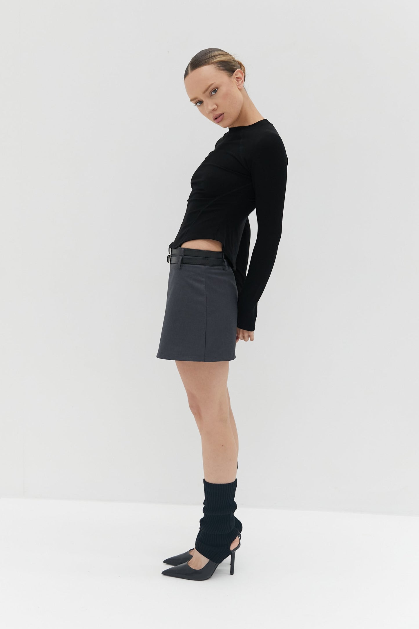 Double Belt Mini Skirt